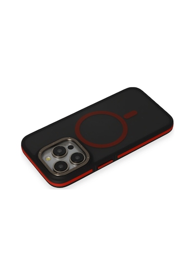 Joko Apple iPhone Uyumlu  14 Pro Max Uyumlu Kılıf Rocky Magsafe Kapak - Siyah-kırmızı