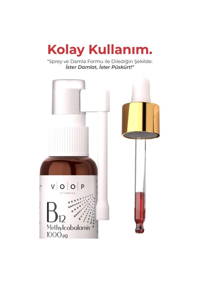 Vitamin B12 Methylcobalamin 1000 Mg Sprey Damla Takviye Edici Gıda 10 Ml
