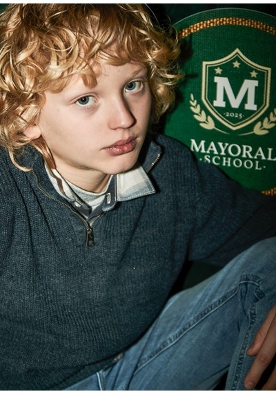 Mayoral Erkek Çocuk Fermuar Yakalı Kazak 7304 Mavi
