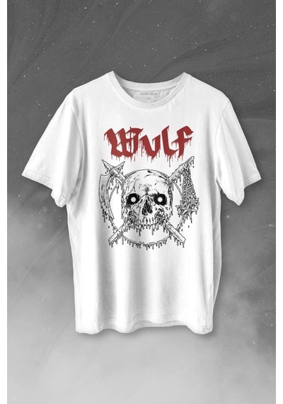 Wulf Metal Rock Band Skull Kuru Kafa Urban Gothic Baskılı Tişört Unisex T-shirt 001