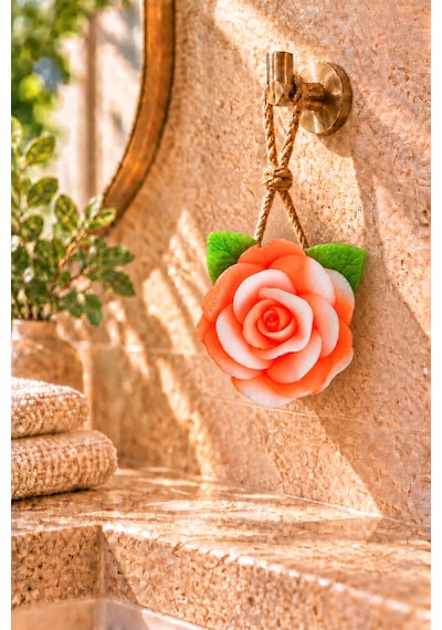 Dekoratif Kokulu Sabun & Peeling Etkili Asılabilir Dekoratif Banyo Sabunu &turuncu Gül Şekli Katı Sabun 10x11 Cm - 938180246 Diğer