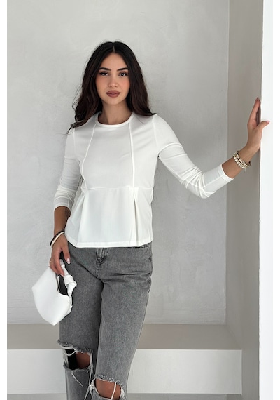 Noa & Noa Kadın Volanlı Dikiş Detaylı Premium Bluz Vücut Şekillendirici & Modern Kesim Beyaz Noa & Noa Kadın Volanlı Dikiş Detaylı Premium Bluz Vücut Şekillendirici & Modern Kesim Beyaz