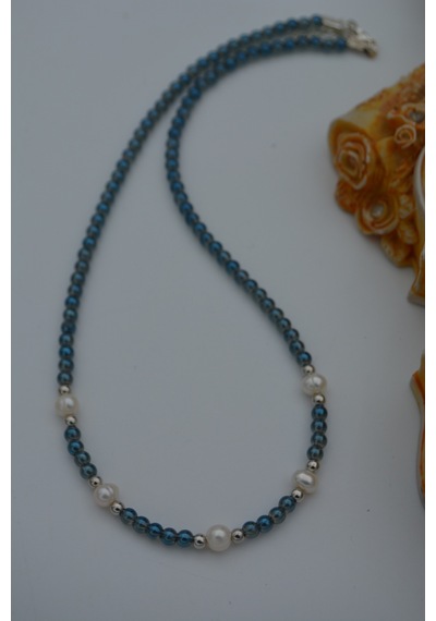 Stoneage Kristal Ve Gerçek Incili Kadın Kolye Doğal Taş Bronz