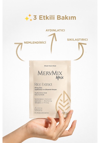 Mervmix Pirinç Özlü Aydınlatıcı Ve Gözenek Karşıtı Kağıt Maske