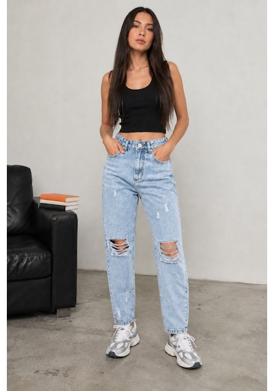 Bluemarlin Yüksek Bel Tam Kalıp Diz Lazer Yırtık Taş Yıkama Mom Kot Pantolon Jeans Taş Yıkama Bluemarlin Yüksek Bel Tam Kalıp Diz Lazer Yırtık Taş Yıkama Mom Kot Pantolon Jeans Taş Yıkama