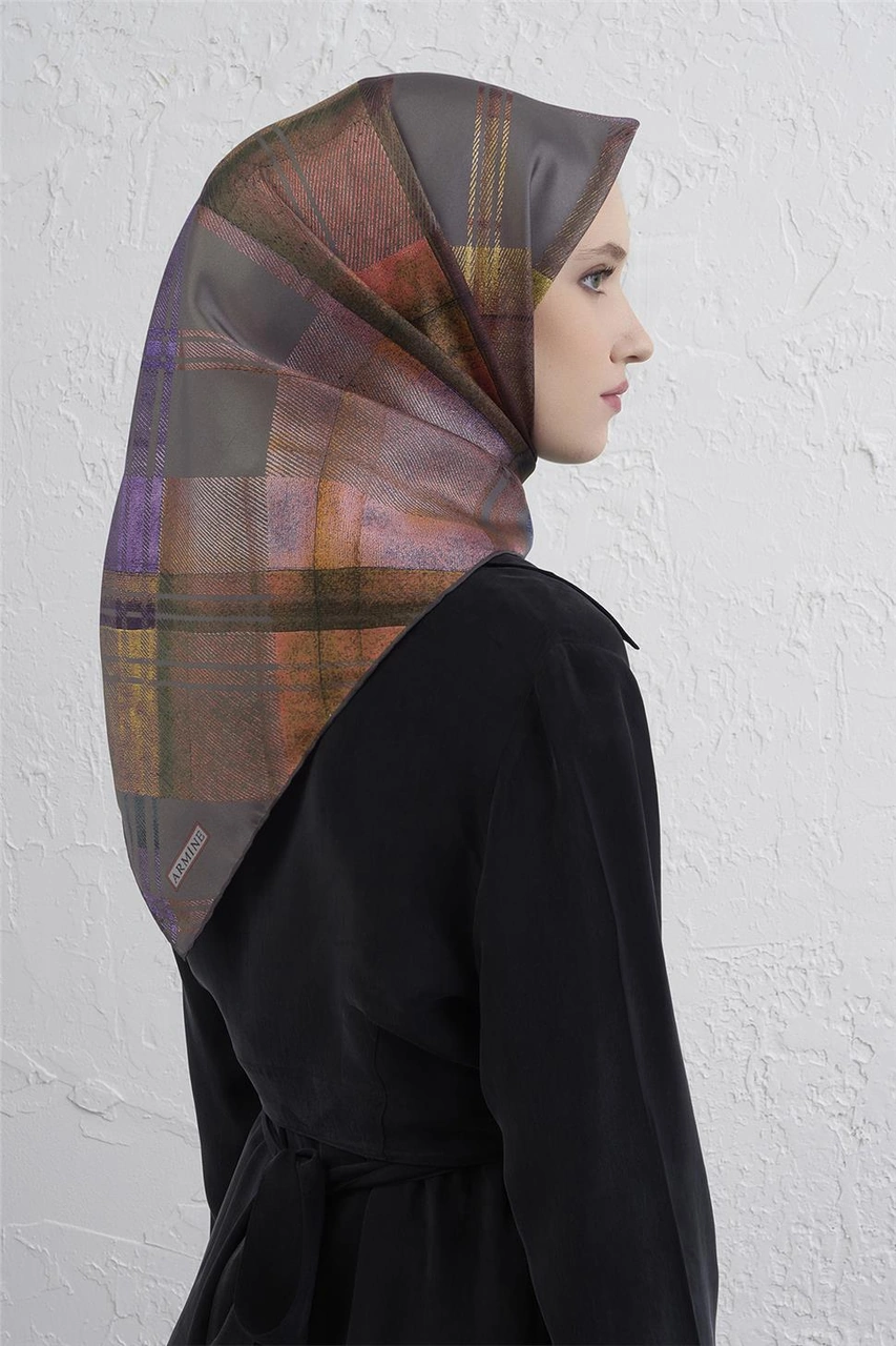Armine Geometrik Desenli Saf İpek Twill Eşarp 9424d 06 Çok Renkli