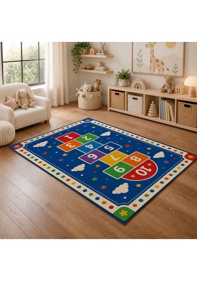 Kartela Halı Seksek Temalı Kaymaz Taban Çocuk Oyun Halısı - 60 x 90 CM
