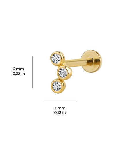 Goldkupe Üç Taşlı Altın Piercing-6477