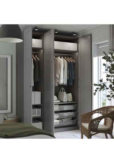 Ikea Koyu Gri Fonksiyonel Kapaklı Gardırop 150x60x236 Cm