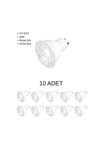 Cata Ct-4212 Led Ampul 10w Gu10 Duy Beyaz Işık - 10 Lu Paket