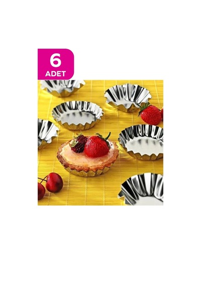 6'lı Tartolet Kek Kalıbı Büyük Boy Metal Büyük Tartolet Muffin Kek Cupcake Kurabiye Tart Kalıbı Meta Diğer