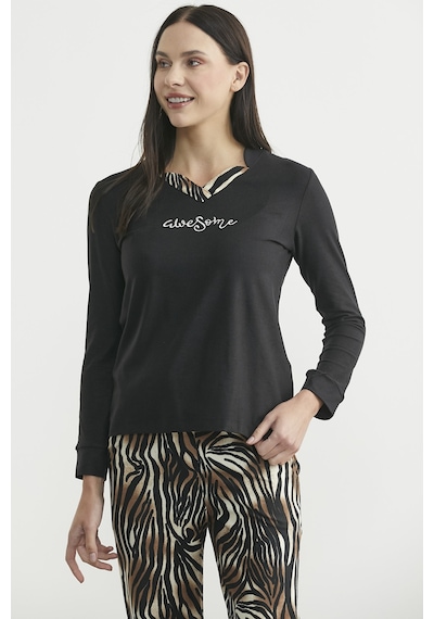 Sementa Leopar Kombinli Pijama Takım - Siyah Siyah