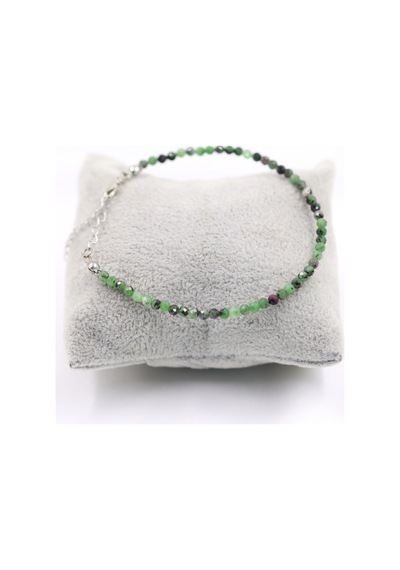 Anyolit Ruby In Zoisite Taşı Doğal Taş Kolye Bileklik Seti Fasetli Kesim 3-4 Mm Çok Renkli