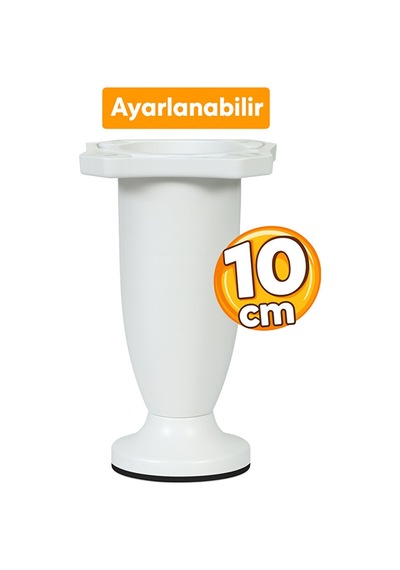 Ayarlanabilir Dolap Mobilya Koltuk Kanepe Sehpa Ayağı Bt 10 Cm Plastik Beyaz Ayakları