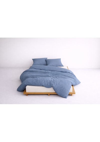 Lüks Ranforce Kumaş %100 Pamuklu Tek Kişilik Nevresim Takımı 160x220 Lastikli Çarşaf 120x200+30 indigo