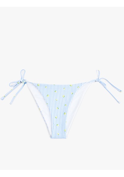 Koton Yanları İpli Limon Baskılı Pötikareli Bikini Altı Beyaz Desenli 6sak00073mm