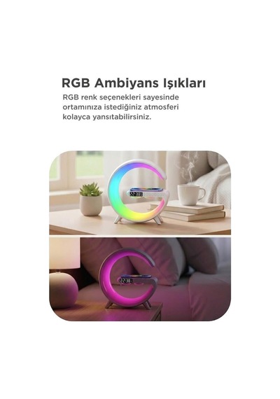 Ses Cihazı Teknolojik Ürün Müzik Bluetooth Hoparlör Şarjlı Saat Masa Lambası G1 3in1