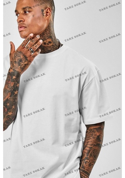Erkek Oversize Beyaz Beyaz