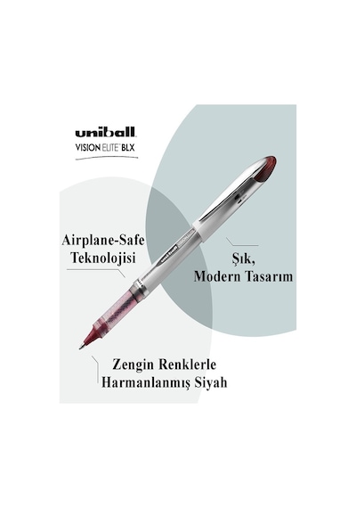 Siyah Pilot Kalem Ub-200 Vision Elite 0.8mm 3 Adet Uniball Pilot Kalem 0.8 Mm Roller Uçlu Pilot Kalem İnce Uçlu Likit Siyah