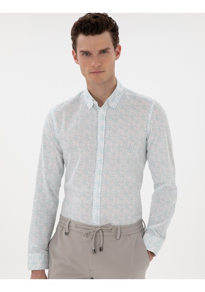 Pierre Cardin Erkek Koyu Mint Gömlek Desenli 50304548-vr152 Koyu Mint Mint Yeşili