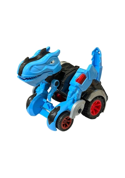 Trex Dinazor Figür Araba Sürtmeli Teker Transformers Robot Dinozor 15cm Mavi Renkli