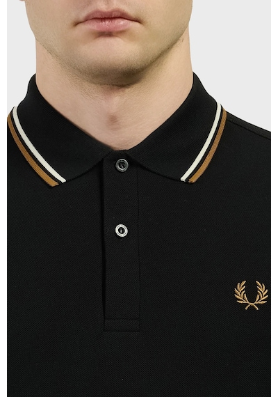 Fred Perry Logolu Pamuklu Düğmeli Polo Yaka Sweat Erkek Polo Yaka Sweat M3636 P69 Siyah