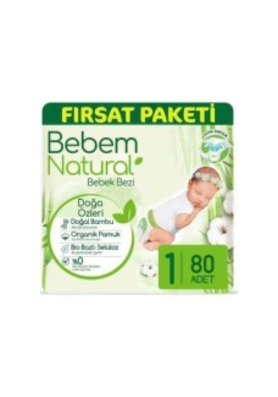 Bebem Natural Yenidoğan Bebek Bezi 1 Numara Fırsat Paketi 80 Adet