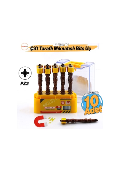 Mıknatıslı Pz2 Bits Uç 10 Adet 65 Mm Renkli Vida Tutucu Sökme Yıldız Matkap Vidalama Ucu S2 Çeliği