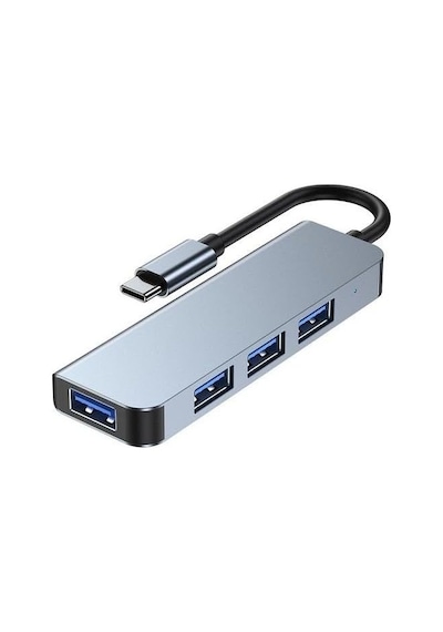 Usb Ve Type-c 4 In 1 Usb 3.0 Hub Alüminyum Gövde Usb Çoklayıcı Hub Type-c Girişli