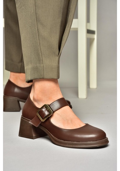 Fox Shoes T820236009 Kahverengi Kalın Topuklu Kadın Ayakkabı Kahverengi
