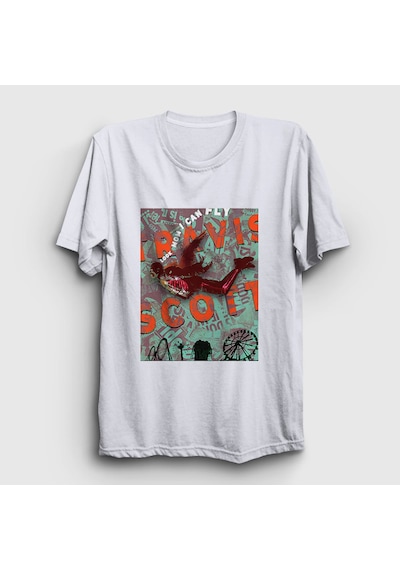 Presmono Unisex Fly Astroworld Travis Scott T-shirt Beyaz
