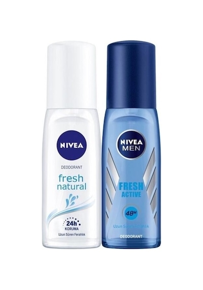 Nivea Pump Fresh Natural Kadın Sprey Deodorant 75 ML + Fresh Active Erkek Sprey Deodorant 75 ML