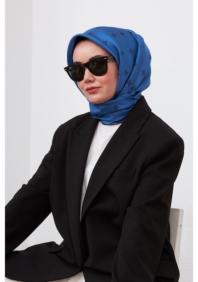 Silk Home Twill İpek Eşarp - 11392-33 Mavi Siyah Mavi Siyah