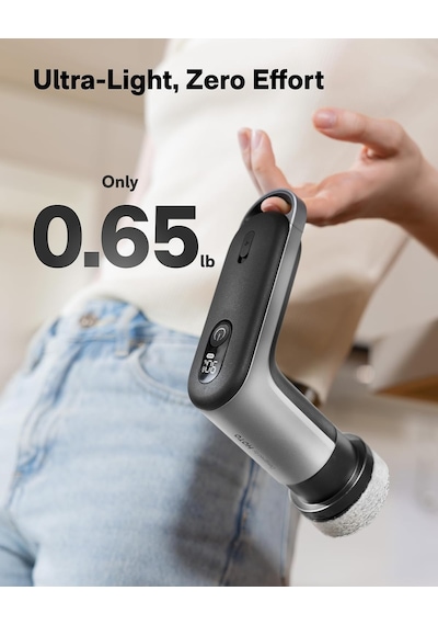 Grip Akülü Elektrikli Spin Scrubber, Ipx7 Su Geçirmez, Hafif 0,3 Kg Ve 6 Fırça Başlığı, Banyo, Mutfak, Fayans,