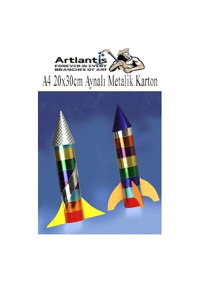 Artlantis Metalik Aynalı Fon Kartonu A4 10 Renk 20x30 Cm 1 Paket Okul Sınıf Dekoratif Pırıltılı Folyo Kağıt Genel