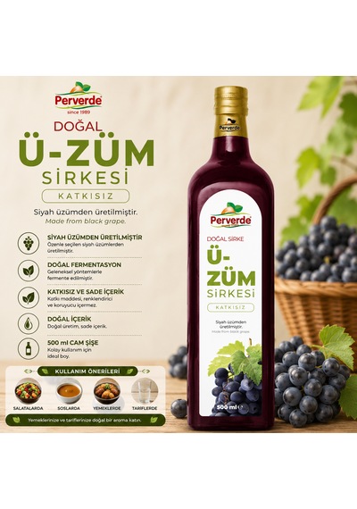 Doğal Üzüm Sirkesi 500 Ml Katkısız Üzüm Sirkesi