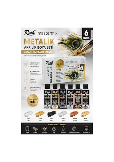 Rich Mastermix Akrilik Boya 6 Renk 60 Ml 1 Paket Metalik Renkler Akrilik Boya 6 Lı Profesyonel Tuval Canvas Çok Renkli Rich Mastermix Akrilik Boya 6 Renk 60 Ml 1 Paket Metalik Renkler Akrilik Boya 6 Lı Profesyonel Tuval Canvas Çok Renkli
