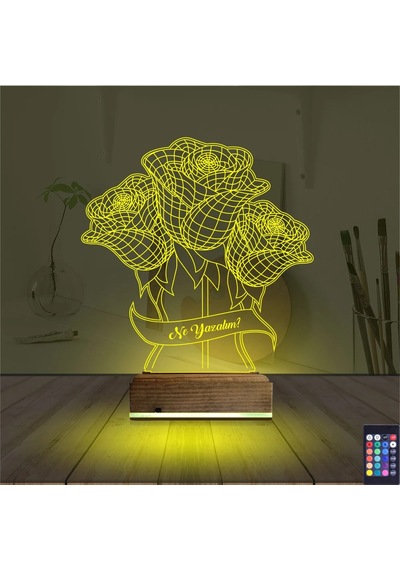 Luvivia Sevgiliye Gül Kişiye Özel 3d Lamba - Masa Gece Lambası