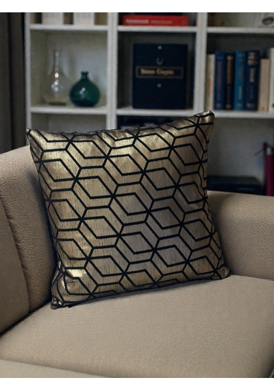 Framgan Altın Geometrik Desenli Dekoratif Kırlent Lüks Dokulu Modern Tasarım Altın