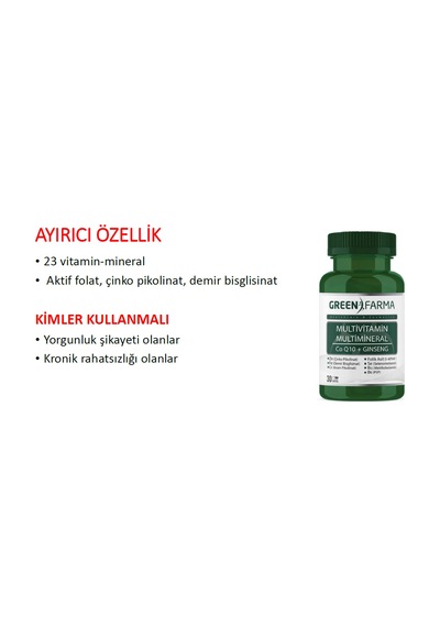 Green Farma Multivitamin & Multimineral  30 Kapsül
