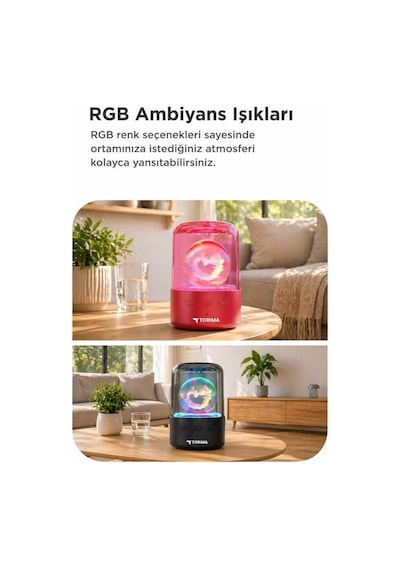 Premium Parti Aleti Küçük Boyutlu Bluetooth Hoparlör Rgb Işıklı D73 Siyah