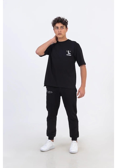 Zekids Erkek Çocuk Pamuklu Oversize Tshirt-11793-siyah Siyah
