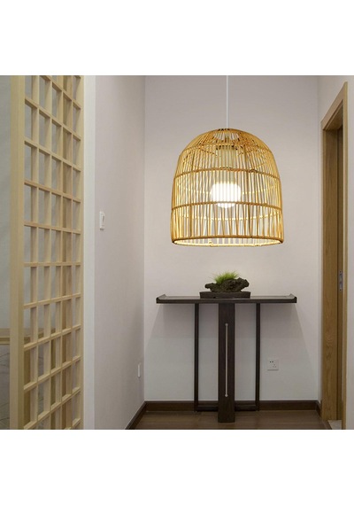 Suntek Rattan Abajur Avize Işık Fikstürü Kapak Art 25cmx26cm Bej