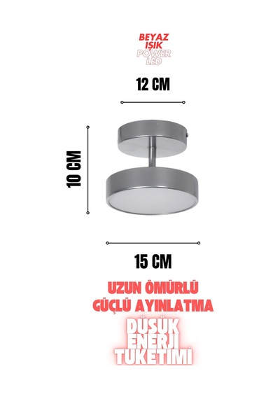Tual Modern Hol Antre Yatak Odası Giyinme Odası Mutfak Beyaz Işık Ledli Gri Renk Tekli Led Avize Gri1 Gri1