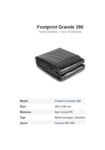 Dometic Footprint Grande 390 Ön Çadır Zemin Örtüsü, Pe Taban Brandası 380x290 Cm 9120000368
