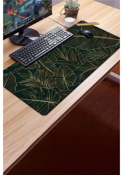 Sonictouch Klavye Mousepad 40x90cm Dikişsiz Pürüzsüz Sıvı Geçirmez Kaymaz Taban Zümrüt Bahçe