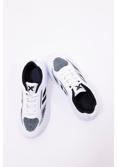 Dijital Baskılı Unisex Beyaz Sneaker - Siyah Desenli Günlük Ayakkabı Beyaz-mavi