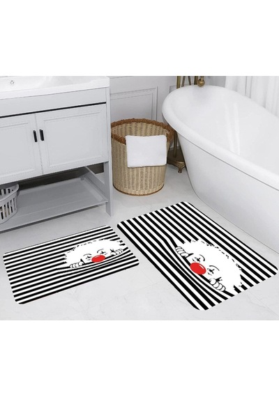 Eliana Home Dijital Baskılı 2'li Banyo Paspas Takımı Lna5264 Siyah
