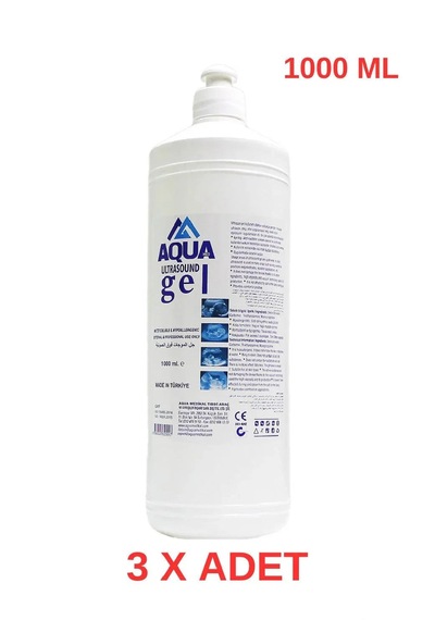 Aquamed 3 Adet Aqua Ultrason Ekg Ve Epilasyon Jeli 1000 Ml Cilt Dostu, Kokusuz, Hipoalerjenik