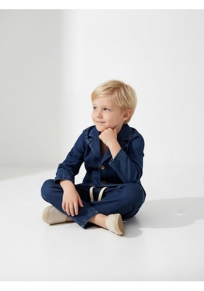 Zekids Erkek Çocuk Müslin Dokulu Rahat Kesim Pantolon-17144 Lacivert